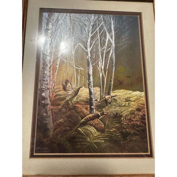 Pheasants Foil Wall Art Picture Rustic Hologram Decor bird hunting - Picture 8 of 10
